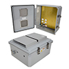 14x12x06 Polycarbonate Weatherproof NEMA 3R Enclosure, 120VAC Mount Plate Vented Lid Dark Gray的图片