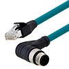 Category 5e M12 4 Position D code Double Shielded Industrial Cable, Right Angle M12 M / RJ45, 2.0m的图片